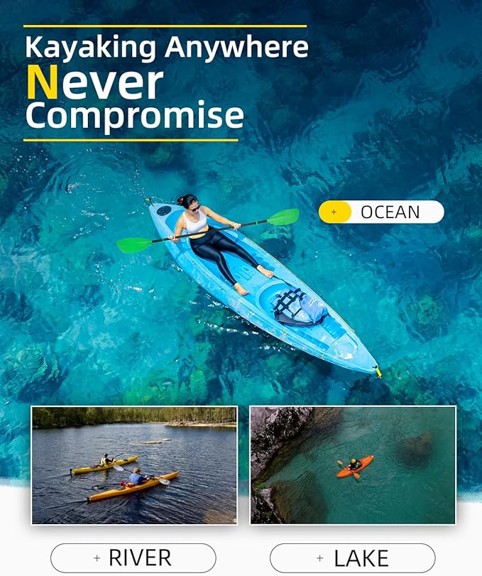 OCEANBROAD カヤックパドル 86インチ/218cm、90.5インチ/230cm アルミ合金シャフト 2ピースフロータブルカヤックオール カヤック、カヌー、ボート用