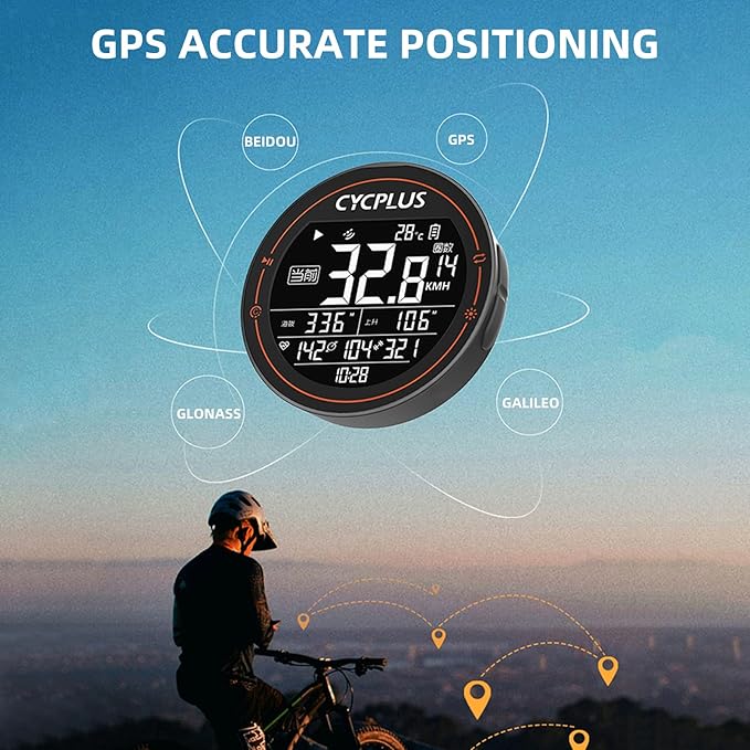 ROCKBROS Bike Computer Wireless GPS Accurate Bike Speedometer with Bluetooth Mini Cycling Computer IPX6 Waterproof ANT+ Bicycle Odometer with Automatic Backlight 2.5" LCD Screen and Larger Battery