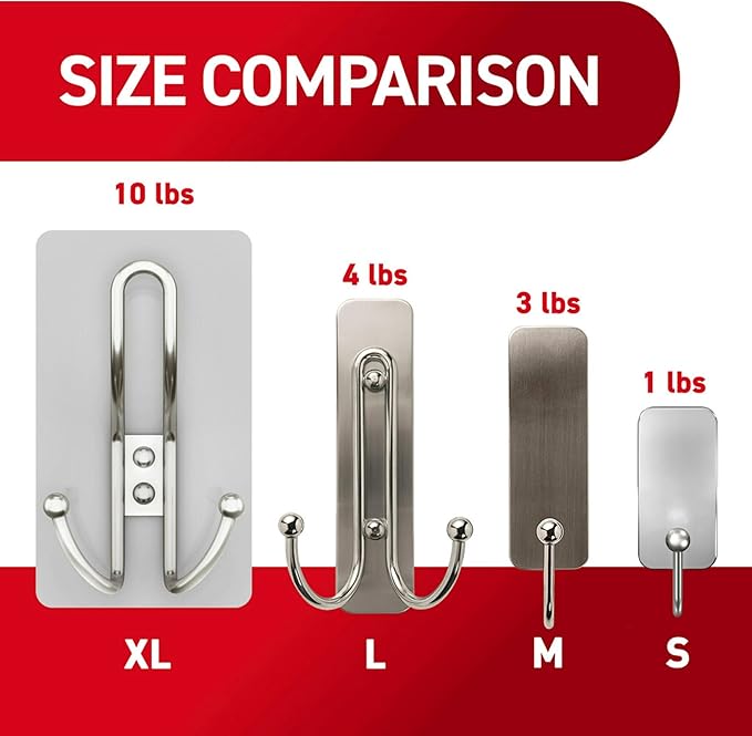 Command X-Large Satin Nickel Triple Hook, 2 Hooks, 6 Strips, Damage-Free Hanging with Adhesive Strips, No Tools Wall Hook for Hanging Decorations in Living Spaces