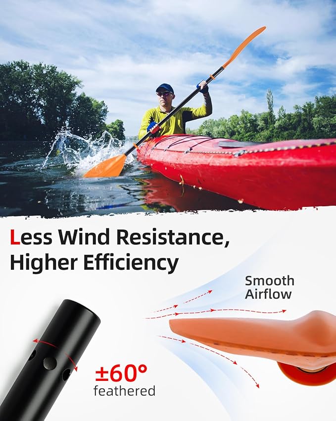 Abahub 調節可能 カヤックパドル 210-230cm/ 230-250cm フローティング カヤックオール ボートオール カヌーオール ブラック