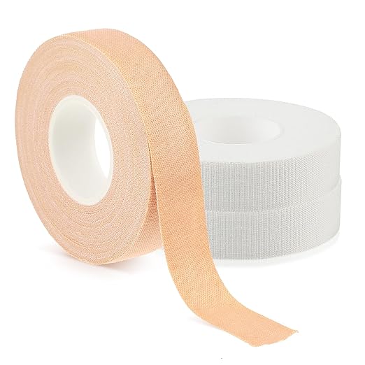 COMNICO Finger Tape, White Extra Strong 0.6-Inch x 32-feet Athletic Tape for Fingers Feet Sweat Volleyball Finger Tape for Outdoor Sports Climbing Football (White Skin Color, 3 Pcs)