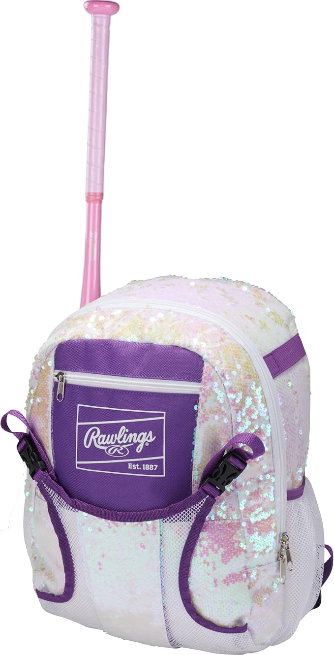 Rawlings | REMIXバックパック装備バッグ | Tボール＆ユースソフトボール | ホワイト/パープル