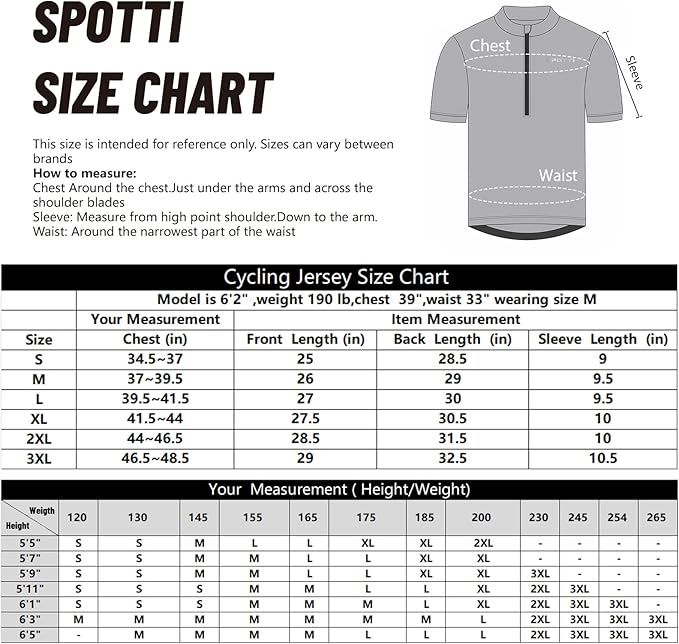 Spotti Men's Cycling Bike Jersey Short Sleeve with 3 Rear Pockets- Moisture Wicking, Breathable, Quick Dry Biking Shirt