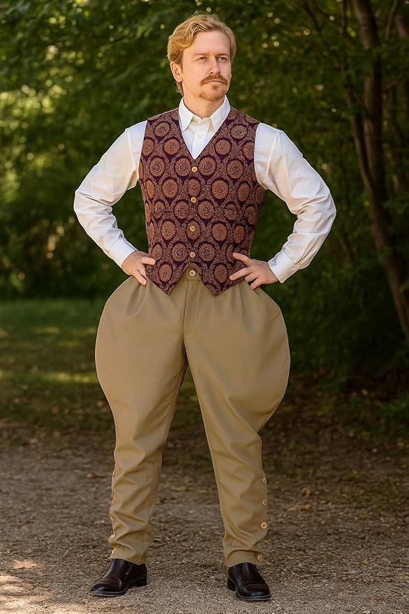 ThePirateDressing Steampunk Victorian Cosplay Costume Mens Archibald Jodhpur Pants Trousers