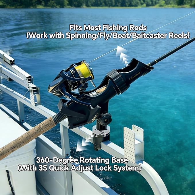 HITORHIKE Fishing Rod Holder Universal Fit Kit Allows for 360-degree Adjustment Kayak Fishing Boat Powerlock Rod Holder