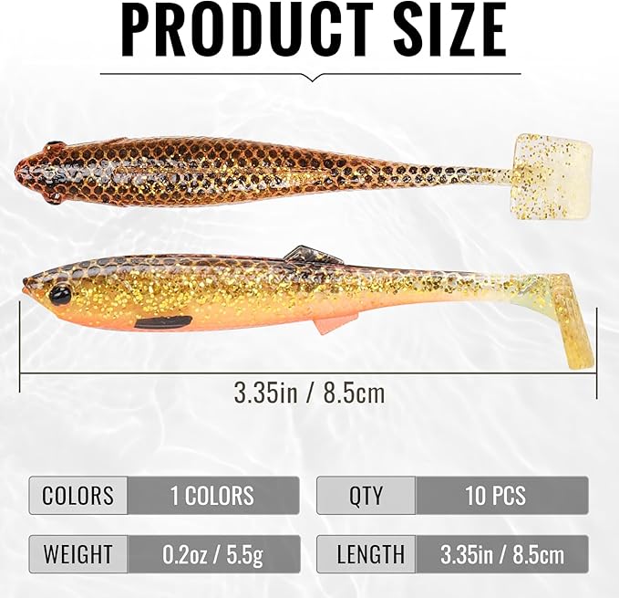 TRUSCEND Easy Catch Pre-Rigged Soft Lures, Unique Vibrating Swim Action and Trembly Sinking Move for More Bites, Amazing Soft Swimbait for Family Fishing, Fishing Lures for Bass Trout Crappie Walleye