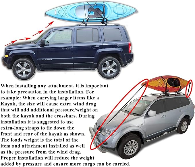BRIGHTLINES Folding Kayak Roof Rack, a Set of Two Foldable Kayak Roof Rack Carrier for Kayaks, Canoe, SUP, Mounted on Car SUV Roof Crossbars