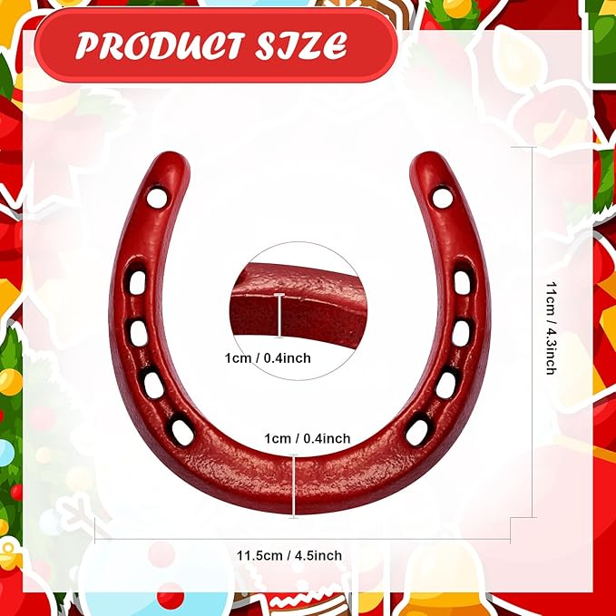 Shimeyao 20 Pcs Horseshoe Bulk Cast Iron 4.5 x 4.3 Inch Horseshoes for Adults Wall Hung Good Luck Handmade Decorations Horse Theme Party Wedding Birthday Supplies (Red)