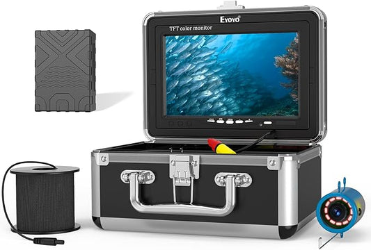 Eyoyo 水中釣りカメラ 氷釣りビデオカメラ 1000TVL 7インチLCDモニター付き 防水カメラ 12個の赤外線ライト アイスフィッシング、湖、ボート用魚群探知機