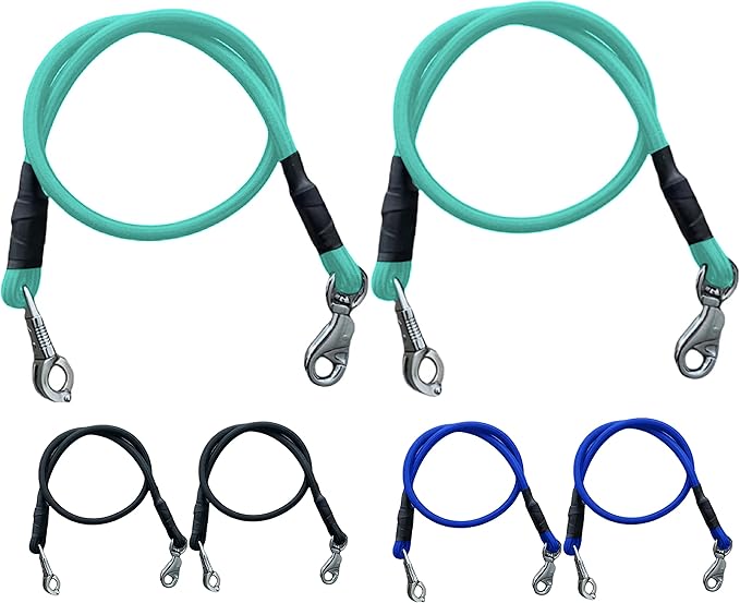 Majestic Ally Pack of 2, Bungee Trailer Tie for Horse Haulage with Panic Snap and Bull Snap - 36 Inch (Turquoise)