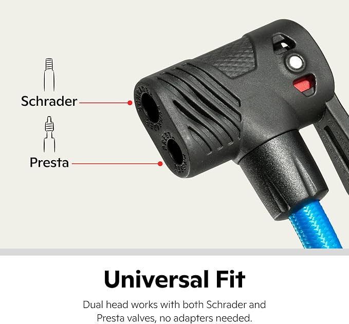 Schwinn Air Center Series or Basic Floor Pump, for a Range of Bikes, 100, 120 or 160 PSI, Soft Grip Handle, Dual Head for Schrader and Presta Valves, Manual Air Pump