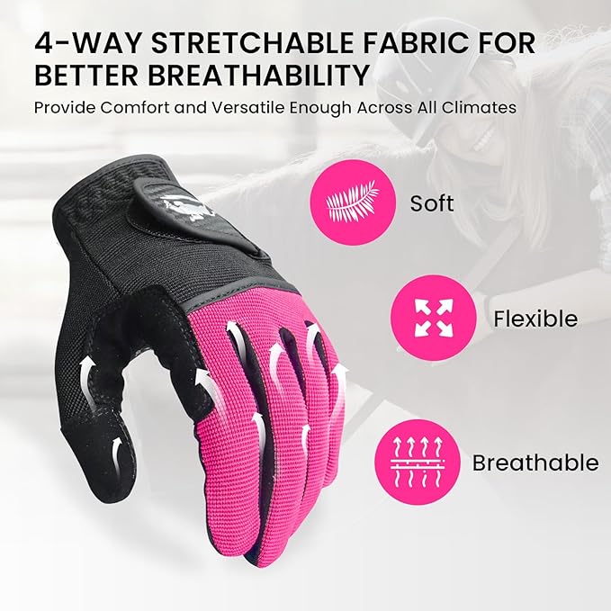 FINGER TEN Womens Horse Riding Gloves Premium Equestrian Horseback Gloves for Ladies, Mesh Breathable Lightweight Comfortable Grip Summer Color Pack
