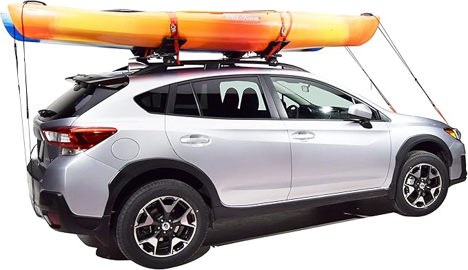 Malone SeaWing Saddle Style Universal Car Roof Rack Kayak Carrier with Bow & Stern Tie-Downs – 70 lb Capacity, V-Style Cradles, No-Tool Install, Jawz Mount, Corrosion-Resistant Nylon