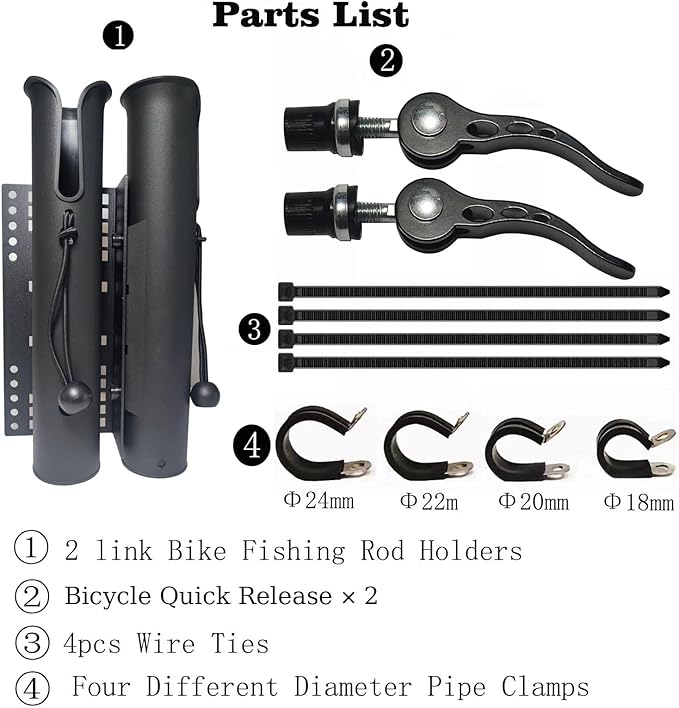 Bike Fishing Rod Holder,Bike Fishing Rod Rack and Carrier，Rod Rack for Bicycle，Easy to Install,Perfect Fishing Gift