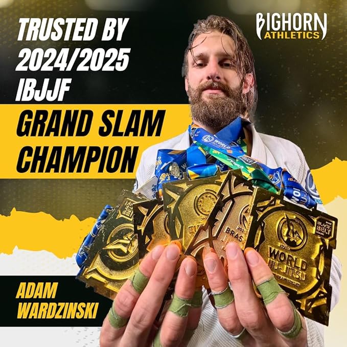 Bighorn Athletics Jiu Jitsu Finger Tape | Residue-Free Athletic Finger Tape for Sports & Injuries: Rock Climbing, Volleyball, Football, Basketball, Hands & Toes | 0.3-Inch x 45-feet, 8-Rolls, Black