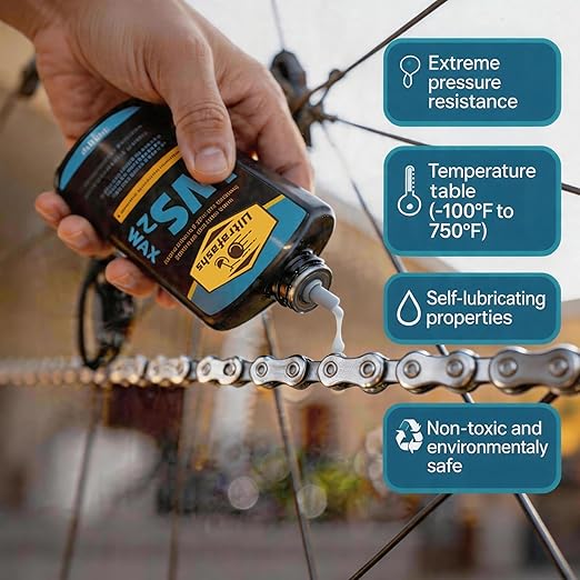 Bike Chain Lubricant and Cleaner Set - WS2 Wax Coating, Degreaser 10oz, Lubricant 4oz with Scrubber Brush Tool - Complete Bike Chain Care Set