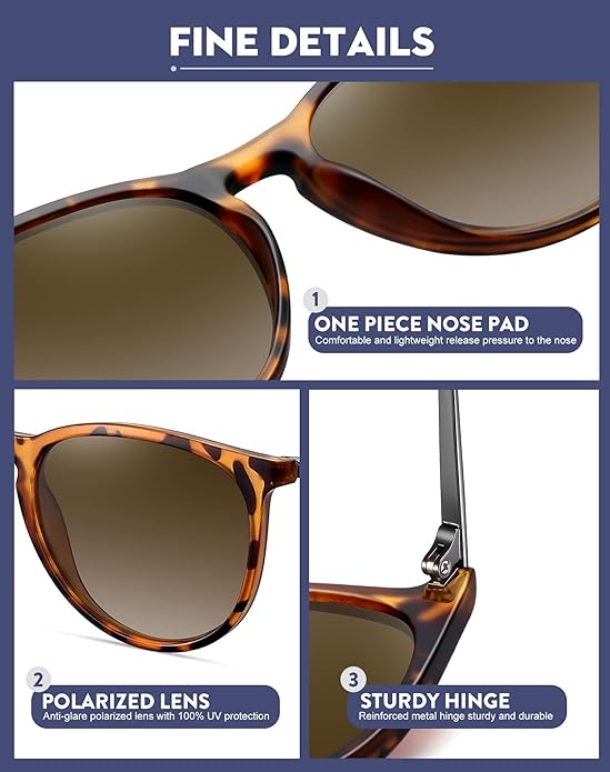 WOWSUN Retro Polarized Sunglasses Womens 2026 Trendy Round Classic Glasses