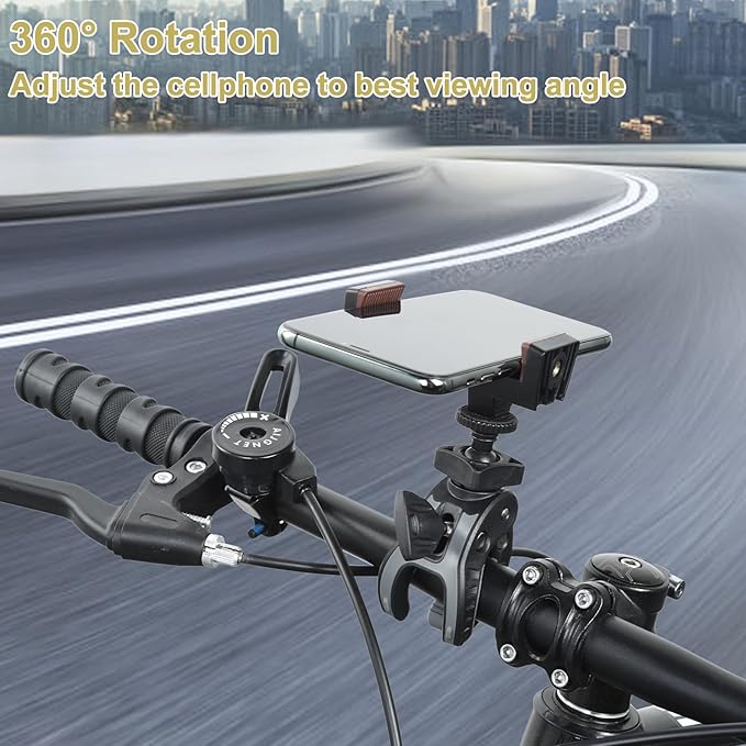 UTEBIT Camera Mount Clamp, Umbrella Clamp Motorcycle Camera Pole Mount Desk Holder Accessories, 360° Ballhead 1/4" Thread Holes with Phone Tripod Mount, Super Clamp for Gopro/DSLR/Stabilizer
