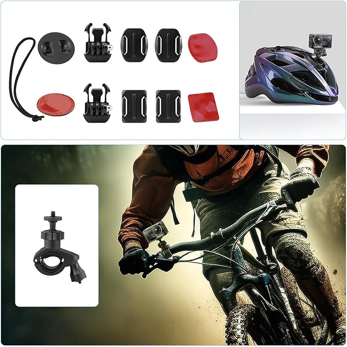 Action Camera Accessories Kit - Compatible for GoPro, AKASO, Campark, Crosstour, APEMAN, COOAU, Apexcam, SJCAM, SJ4000 and Waterproof Underwater Sports Camera