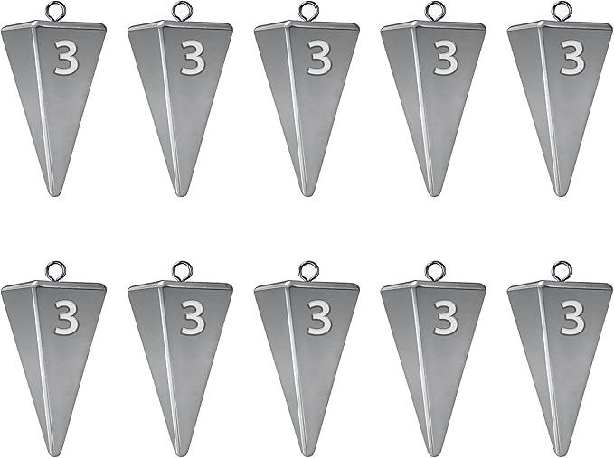 Pyramid Sinkers Fishing Weights, Saltwater Fishing Sinkers for Surf Fishing Gear Tackle - 1oz, 2oz, 3oz