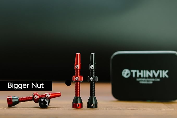 Thinvik Presta Tubeless Valve Stem 44/48/65/70/85mm,Super Light Alloy Presta Tubeless Valve Stem Kit for Tubeless Tires-2 Tubeless Valve Stem (with Aluminum Alloy Valve Cap) + Valve Core Removal Tool