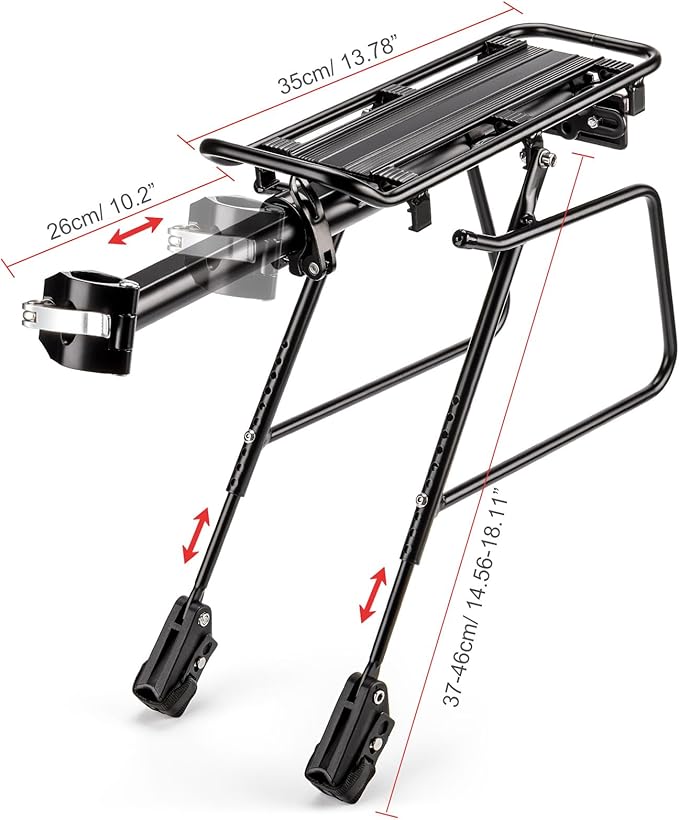 Rear Bike Rack - Bike Cargo Rack Quick Release Mount - Large Capacity Bicycle Pannier Rack 60lbs, Touring Carrier Rack fit 24”-29” and 700c