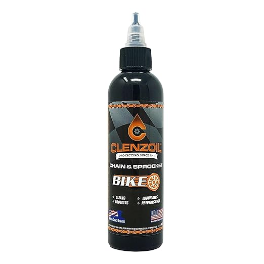 Clenzoil Chain & Sprocket 4 oz Bottle - Chain Cleaner, Lubricant & Rust Preventative - Cleaner Lubricant Protectant (CLP) - Wet Lube Application, Dry Lube Performance - for All Conditions