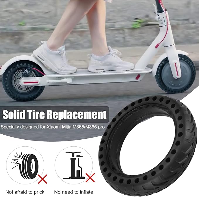 Cooryda Solid Tire for Xiaomi m365 Electric Scooter Mijia Mi m365 pro/gotrax gxl V2/gotrax XR, 8.5 inches Electric Scooter Wheels 8 1/2'' Front or Rear Replacement Honeycomb Solid Tires(2 Piece)