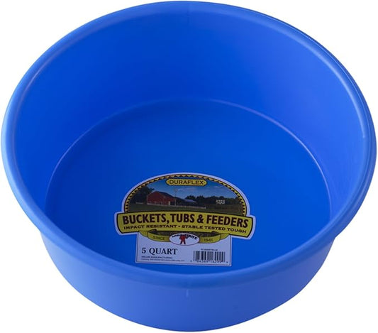 Little Giant® Plastic Utility Pan | Feed Pan | Durable & Versatile Livestock Feeding Bucket | Made in USA | 5 Quart | Berry Blue