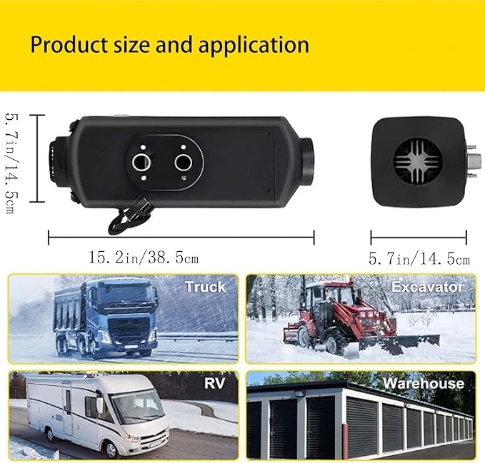 ZHIBANG ディーゼルエアヒーター ユニークなインテリジェント 12V/8KW パーキングヒーター、スマートLCDディスプレイ、10L燃料タンクとマフラー付きディーゼルヒーター、RV、トレーラー、トラック、ボートに最適（ZB-016）