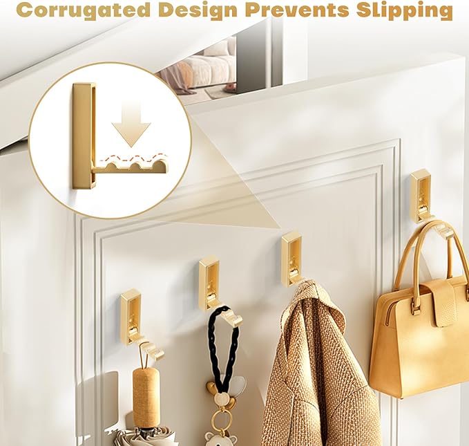 Folding Coat Hooks, 4Pcs Foldable Heavy Duty Wall Hooks Zinc Alloy No Rust Fold Up Hooks for Coat, Towel, Key, Hat, Bag, Jacket, Backpack. (Gold)