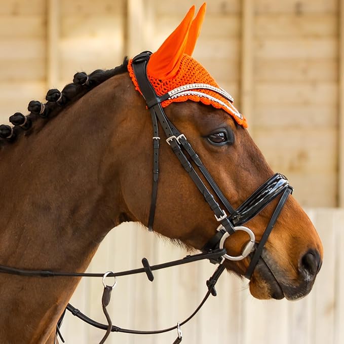 HORZE Grayson Classic Leather Ergonomic Snaffle Dressage Bridle with Detachable Flash