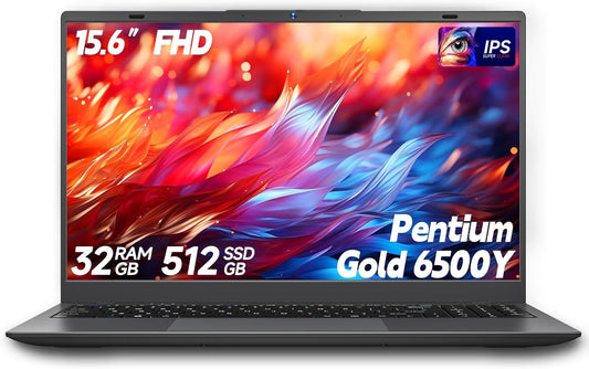 15.6-Inch Laptop Computer, Gold 6500Y Processor (Up to 3.4GHz), 16GB RAM 512GB SSD, 1080P FHD IPS Display, Win11, Type-C, HDMI, USB3.2, BT5.2, WiFi 5, Laptops