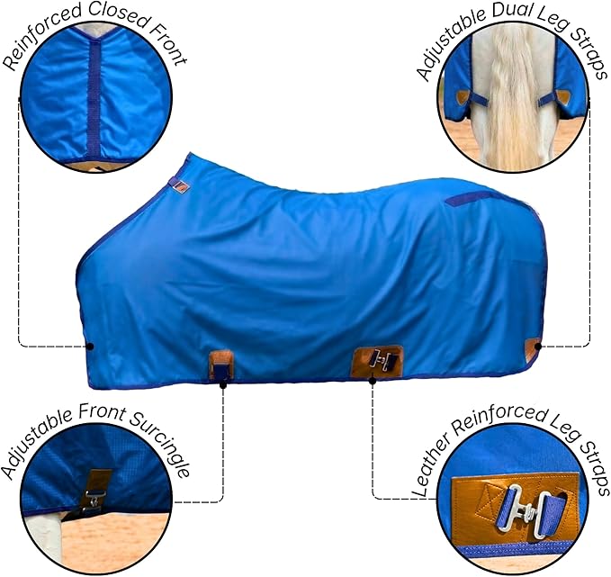 Nylon Horse 420D Stable Sheet | Breathable & Durable Horse Sheet | Keeps Coat Clean, Smooth & Shiny | Adjustable Fit Summer Sheet (60"– 86" Sizes)