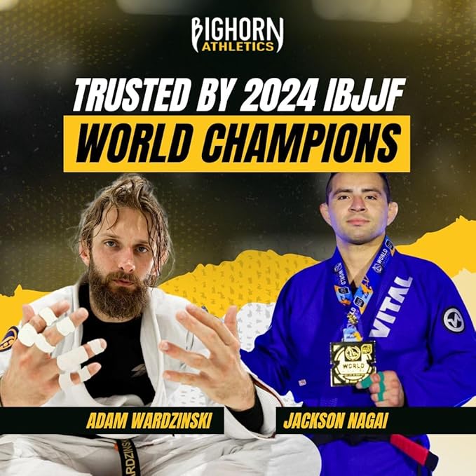 Bighorn Athletics Jiu Jitsu Finger Tape, Rock Climbing Tape | Multipurpose for Sports & Injuries: MMA, Volleyball, Football, Basketball, Tennis, Golf, Hands & Toes, 0.5-Inch x 45-feet, 8-Rolls, White