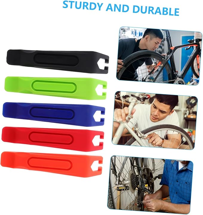 Happyyami 5pcs Plastic Tire Lever Tool for Bike Tire Repair and Wear-resistant Levers Black Red and Green Easy to Use for Tubeless Disassembly