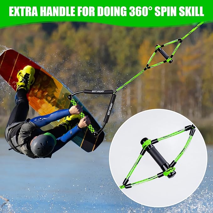 75FT Wakeboard Rope and Handle, Floating Water Ski Rope for Watersports, 4 Sections Ski Ropes for Water Skiing, Kneeboarding, Wakeboarding