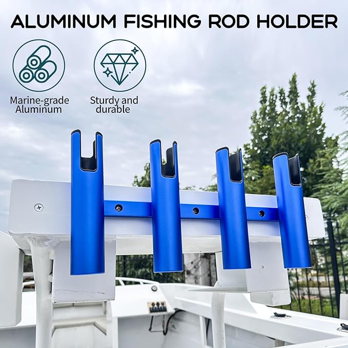 Marinebaby Aluminum Fishing Boat Rod Holder,3/4 Link Tube Aluminum Rod Rack, Suit Boats & Yacht ,Silver