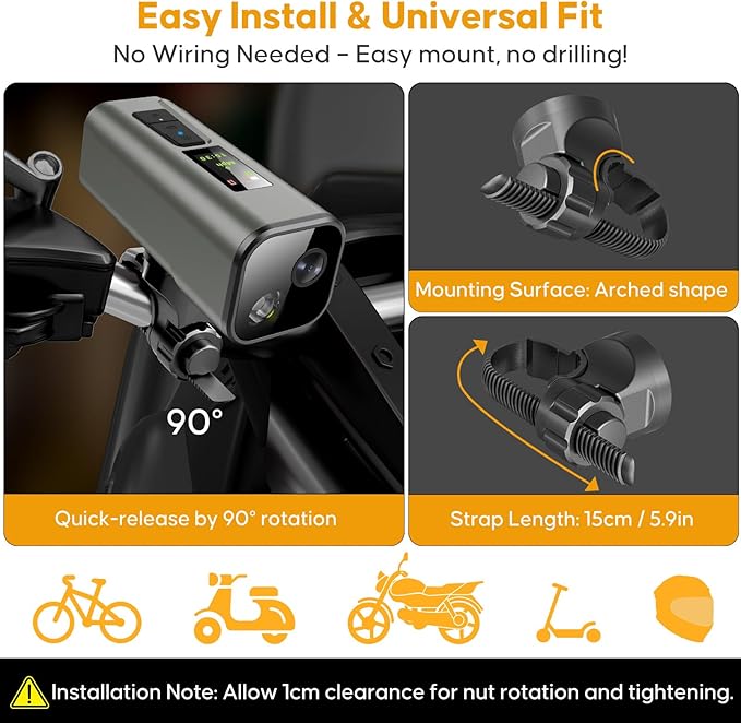 Action Camera 4K 30fps with GPS Tracker, Wireless Bike Camera, Cycling Speedometer/Odometer, Free 64G Card, Anti-Shake Sport DV, IP65 Waterproof, Bicycle Light, Cycling Computer with APP Support, Grey