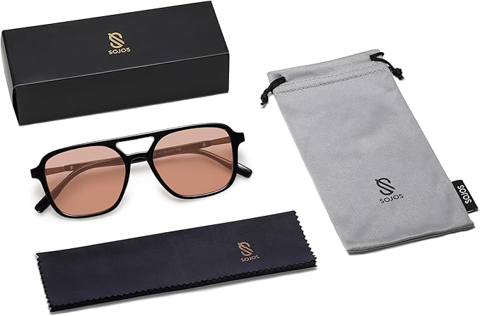 SOJOS レトロ アビエイター サングラス レディース メンズ トレンディ 長方形 レディース メンズ シェード サングラス SJ2202