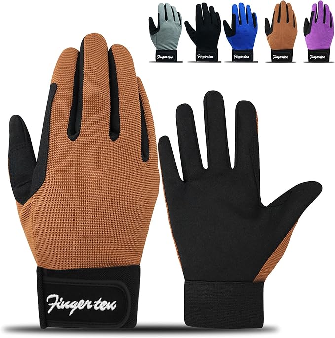 FINGER TEN Horse Riding Gloves Equestrian Women Kids for Girls Boys Mesh Breathable Lightweight Color Pack, Comfortable Grip for Summer