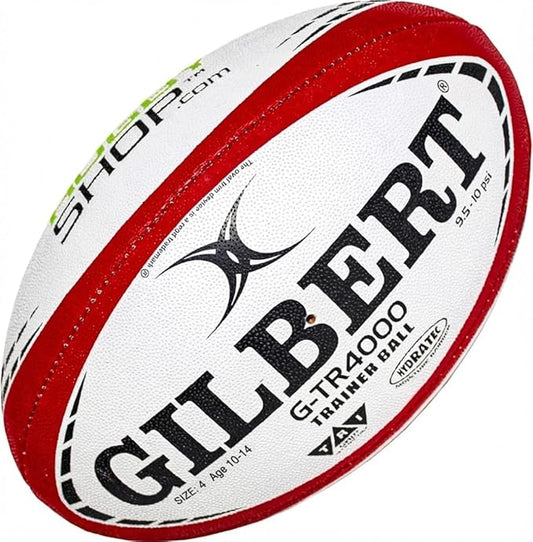 World Rugby Shop X Gilbert G-TR4000 Rugby Ball - Adult and Youth Sizes 3, 4, and 5 - Hand Stitched - 3 Ply Construction