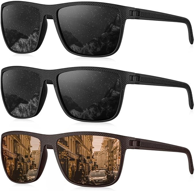 KALIYADI Polarized Sunglasses for Men, Lightweight Sun Glasses with UV Protection for Driving Fishing Golf