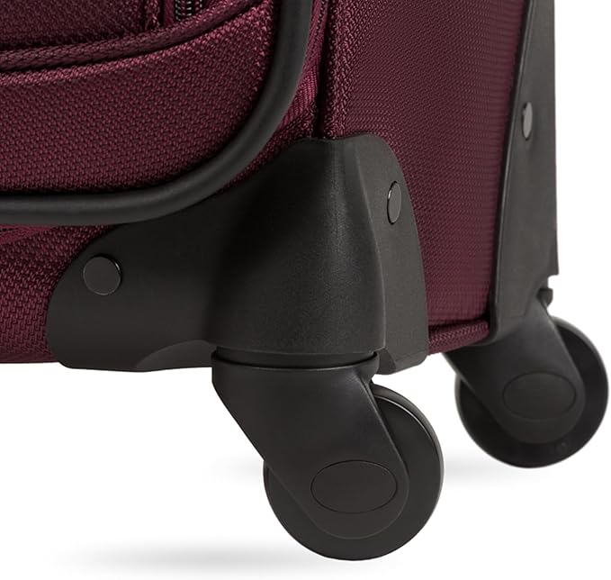 SwissGear Sion Softside Expandable Luggage – Medium Checked Suitcase with 360 Degree Wheels & Retractable Handle – 25 Inch, Perfect for 1-7 Night Trips – Merlot