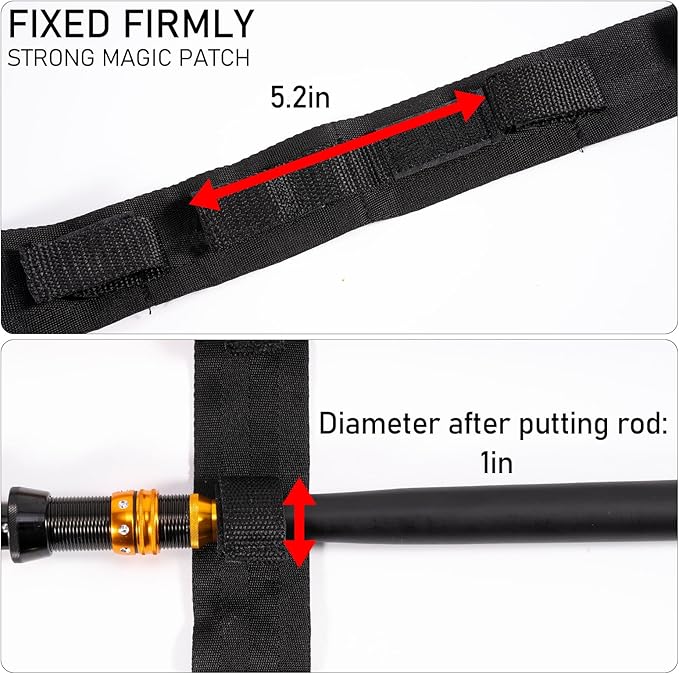 Dr.Fish Vehicle Fishing Pole Holder 7 Rod Capacity, Durable Nylon Adjustable, Buckle Holder Car Rod and Reel Roof Rack for Off-Road Vehicles, Pick Up, Full Size SUV