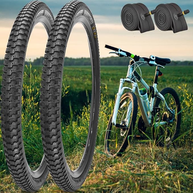 2 Pack 26x2.1 / 29x2.125 Bike Tires 3mm Anti-Puncture Layer with or Without 26x1.75/2,125 Inner Tubes for Mountain Trail City Bicycle Folading Replacement Tyres