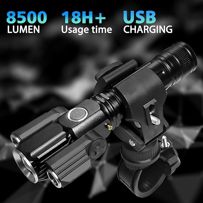 Super Bright Rechargeable Bike Light Set, 4+4 Modes,Powerful Bicycle Front Headlight and Back Taillight,18+ hrs, IPX6 Waterproof Bike Lights for Night Riding, Bike Light for Road Mountain Cycling