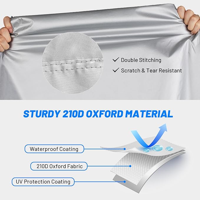 Favoto Bicycle Cover Waterproof Outdoor - Bike Cover for 2 Bikes Outdoor Storage Windproof UV Snow Proof with Lock Hole for Mountain Road City Bike Beach Cruiser Bike, Solid Silver