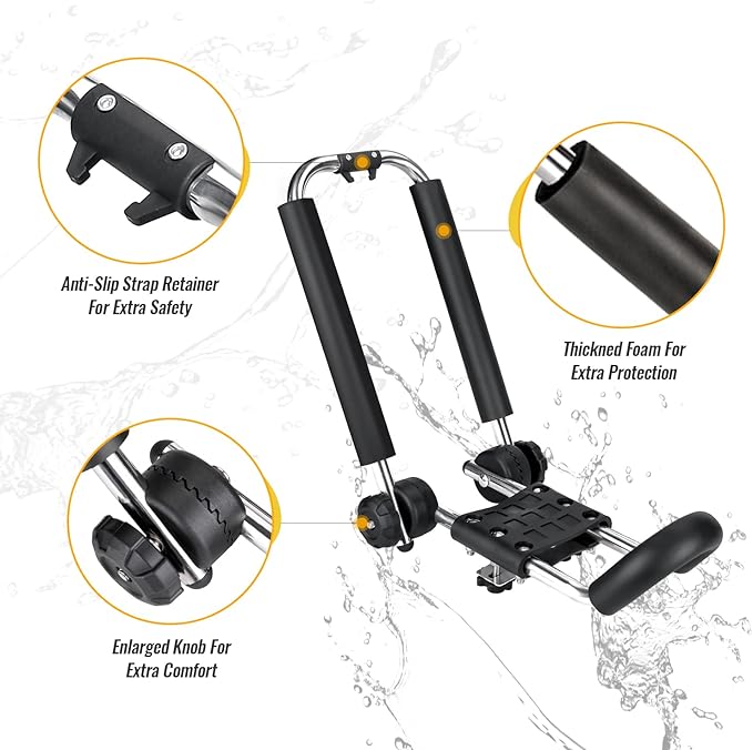 J-Bar Rack Roof Top Mount with 16 Ft Ratchet Lashing Straps, Folding Carrier for Your Canoe, SUP and Kayaks on SUV Car Truck