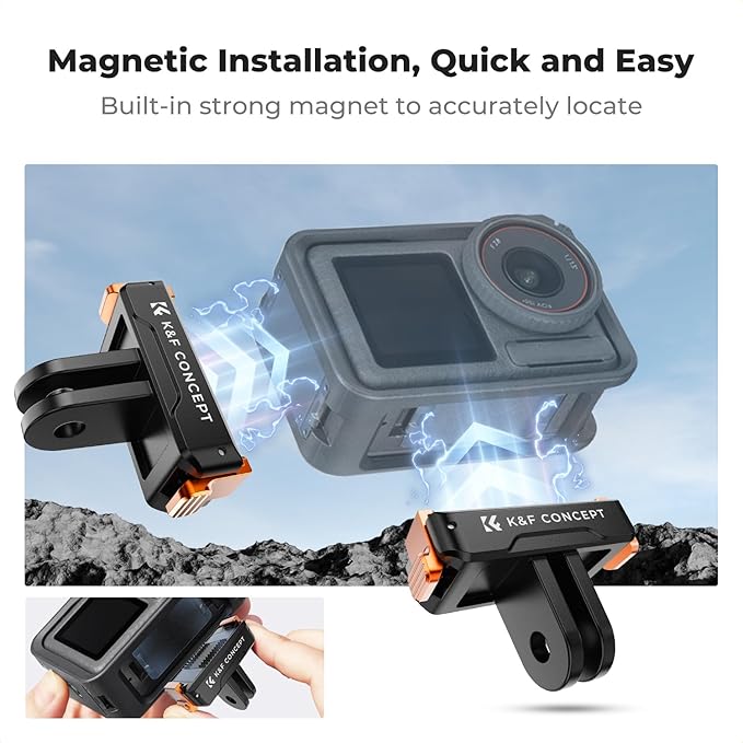 K&F CONCEPT 2 Pack Magnetic Quick Release Adapter Mount for DJI Osmo Action 5 Pro, Extension Base Bracket with 1/4" Adapter/Quick-Release Buckle for DJI Osmo Action 4/Action 3/Osmo 360 Accessories